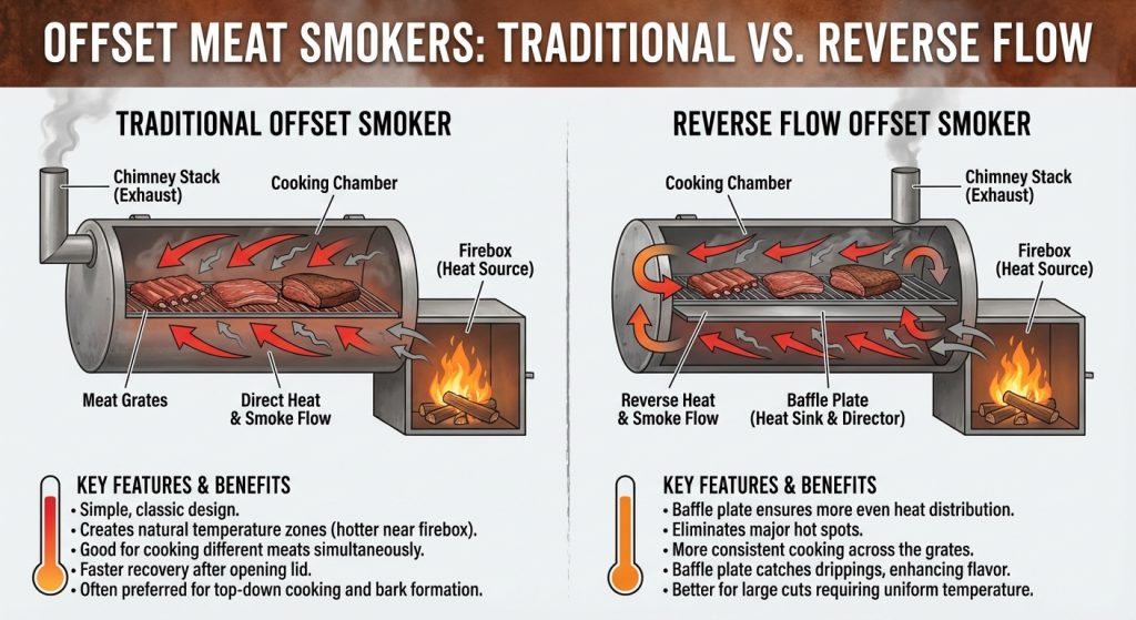 Offset Meat Smokers: Traditional vs. Reverse Flow Designs